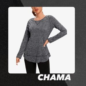 EUC Chama Heather Black Long Sleeve Tee